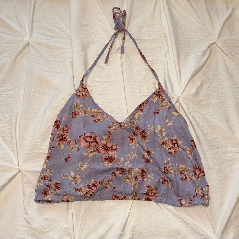 American Eagle Floral Halter Crop Top